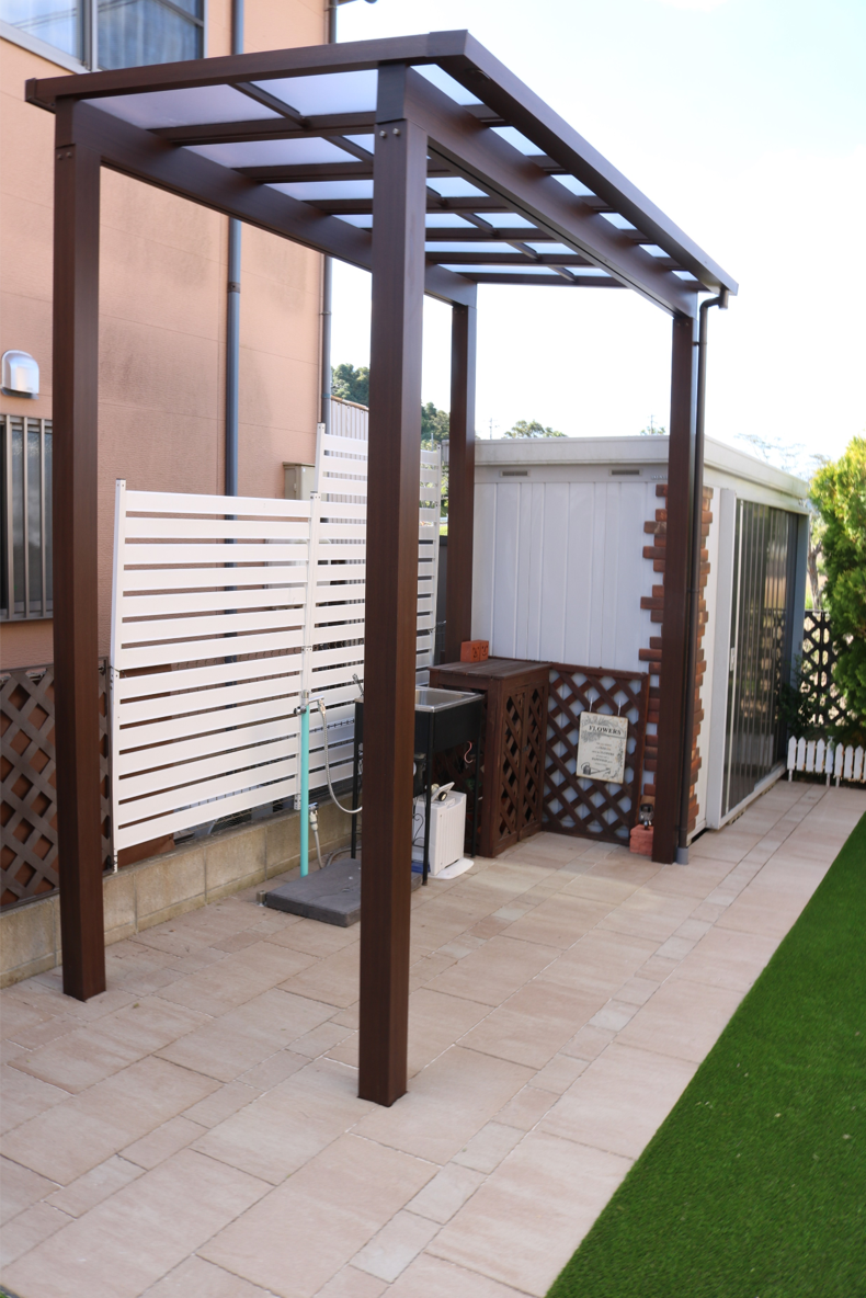 出雲市の住宅で子どもが安心して遊べる人工芝の庭施工例