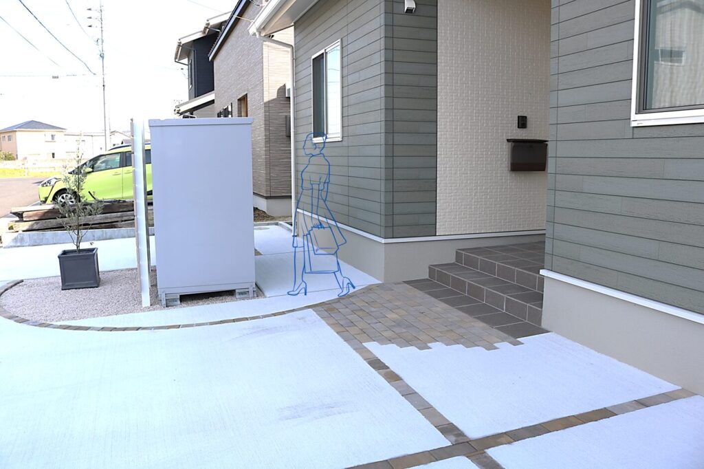 出雲市 木目調フェンス付き駐輪場 外構施工事例